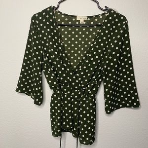 Wrap polka dot shirt